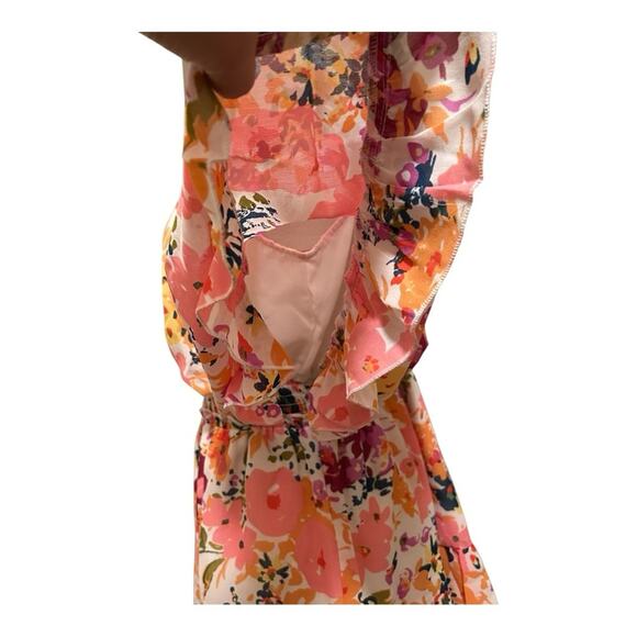 Forever 21 Soul Girl Floral Print Butterfly Sleeve Mini dress Size X-Large Pink - Picture 3 of 13